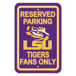 LSU Tigers 12" X 18" Plastic Parking Sign