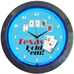 Texas Hold'em Neon Clock